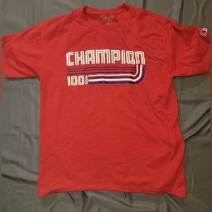 Champion Mens Red Medium 100 years Anniversary Short Sleeve T-Shirt